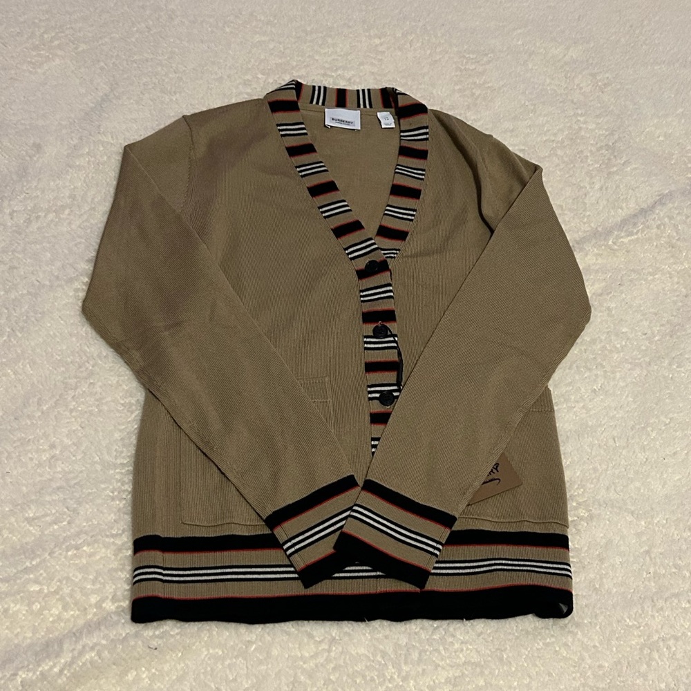 NWT Burberry Icon Stripe Cardigan